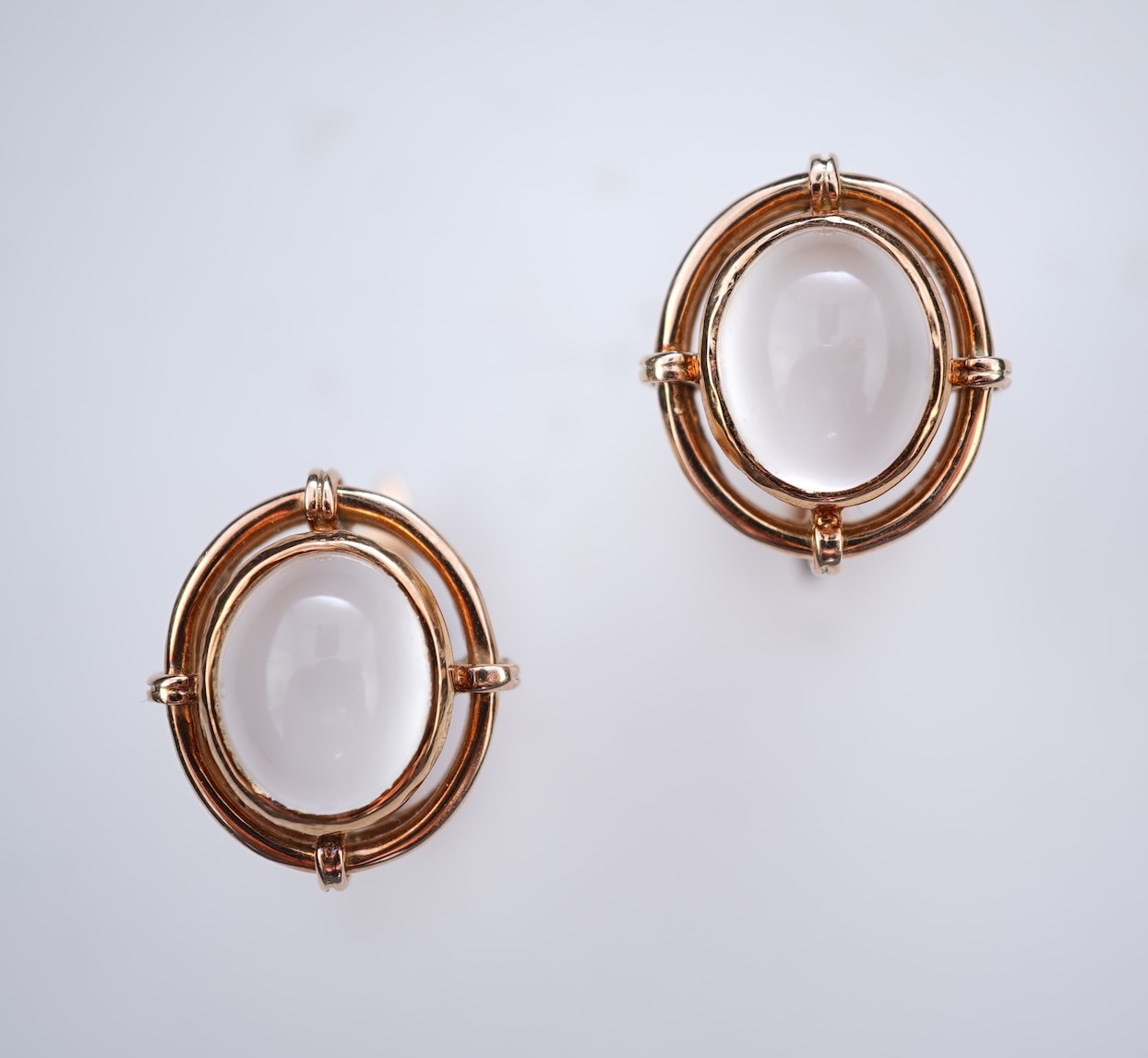 A pair of moonstone cufflinks